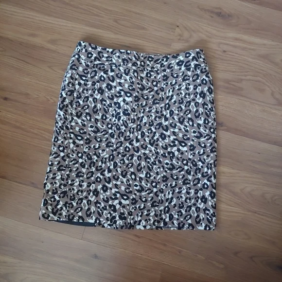 EUC Merona Brown Black Leopard Animal Print High Waisted Pencil Mini Skirt 4 - Picture 2 of 11